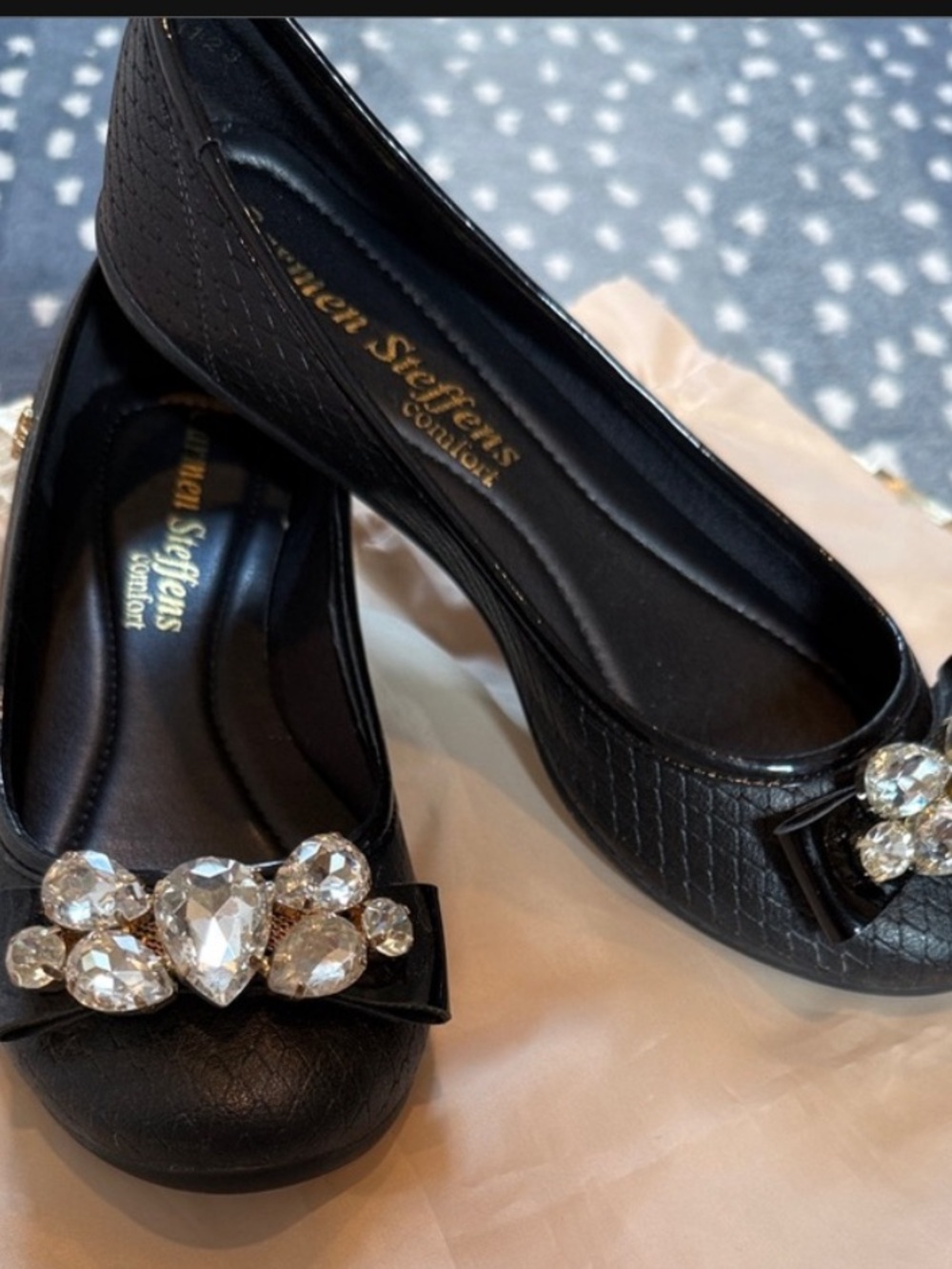 Csrmen Steffens Black Jeweled Ballet Flats